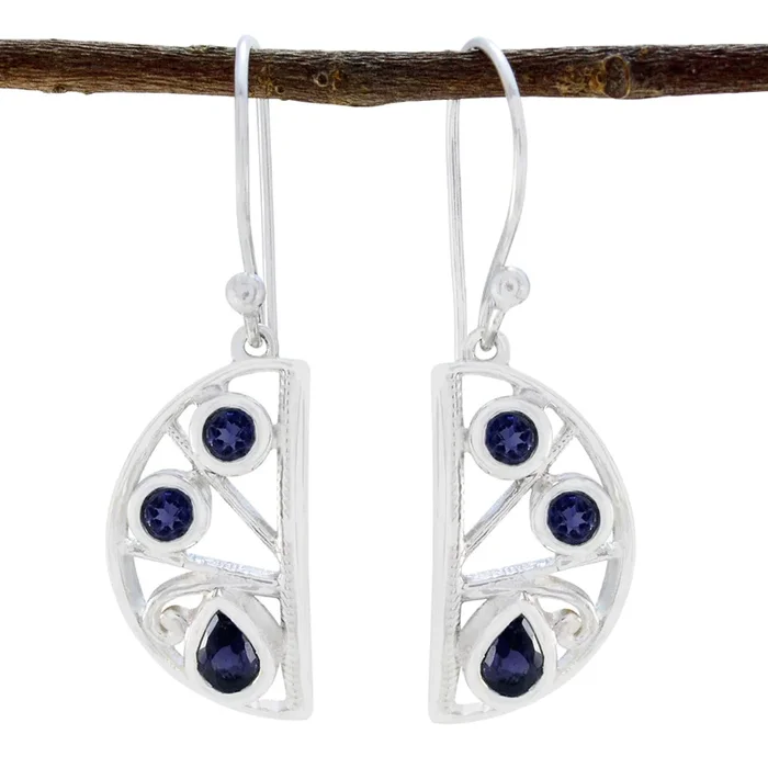 Iolite Australian Chen Trilogy Dangle Blue Silver Earring