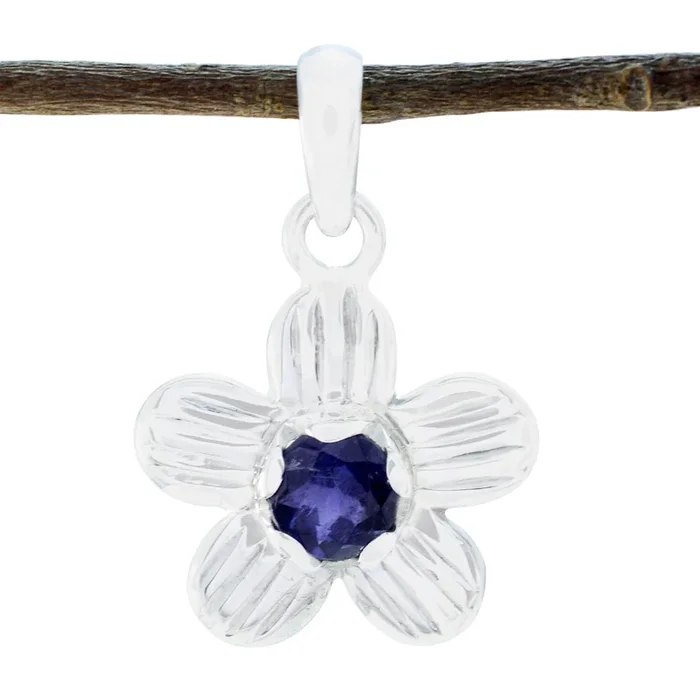 Iolite Dainty German Sterling Silver Solitaire Fernanda Sophisticated Blue Pendant Jewellery