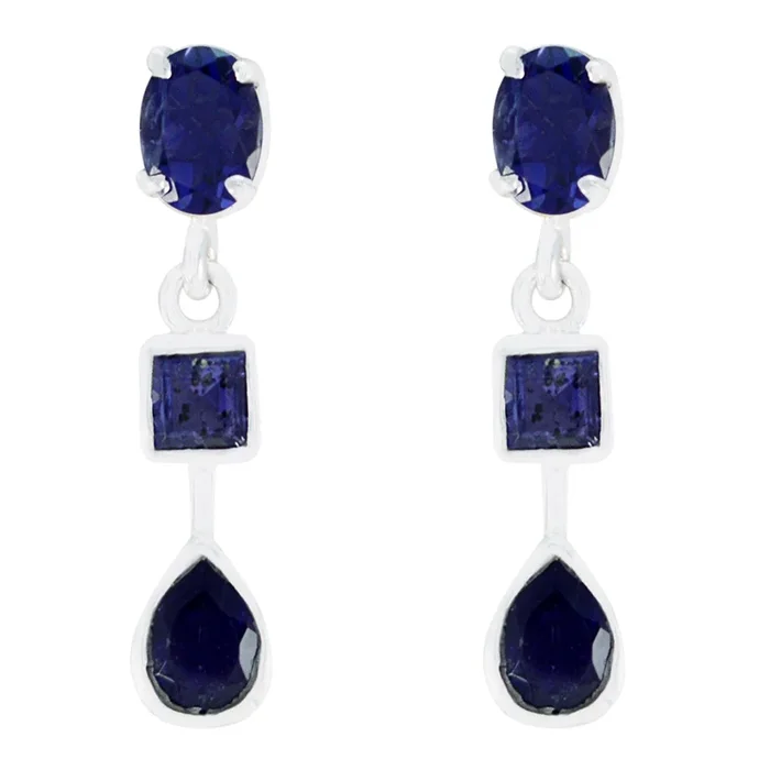 Iolite German Lili multiple Stud Blue 925 Sterling Silver Earring