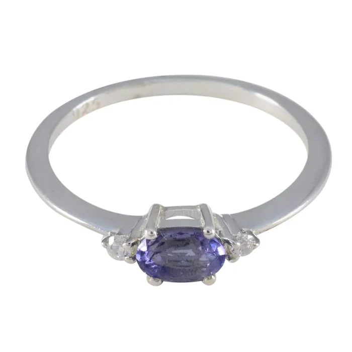 Iolite Halo Turkish 92.5 Silver Blue Gemstones Elegant Sophisticated Ring Jewellery