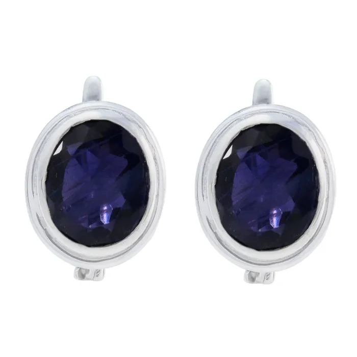 Iolite Japanese Isabella Solitaire Stud Blue 92.5 Silver Earring