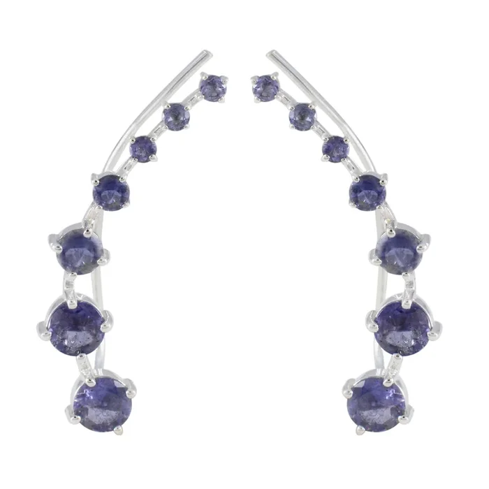 Iolite Middle Eastern Sakura multiple EarCuff Blue 925 Sterling Silver Earring