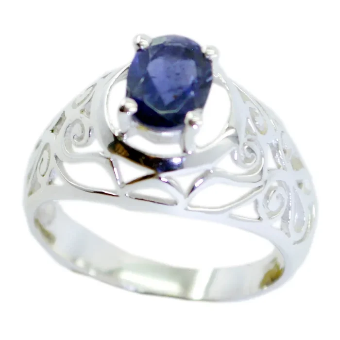 Iolite Solitaire Australian 92.5 Silver Blue Gemstones Whisper-thin Filigree Ring Jewelry