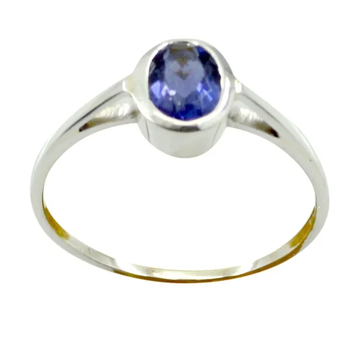 Iolite Solitaire Korean 92.5 Silver Blue Gems Delicate Romantic Ring Jewellery