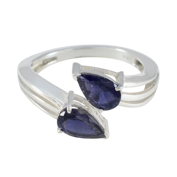 Iolite Toi et Moi Turkish 925 Silver Blue Gemstones Whisper-thin Fairytale Ring Jewellery