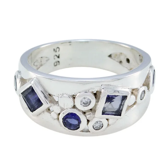 Iolite Trilogy African 925 Sterling Silver Blue Gemstone Eye-catching Abstract Ring Jewelry