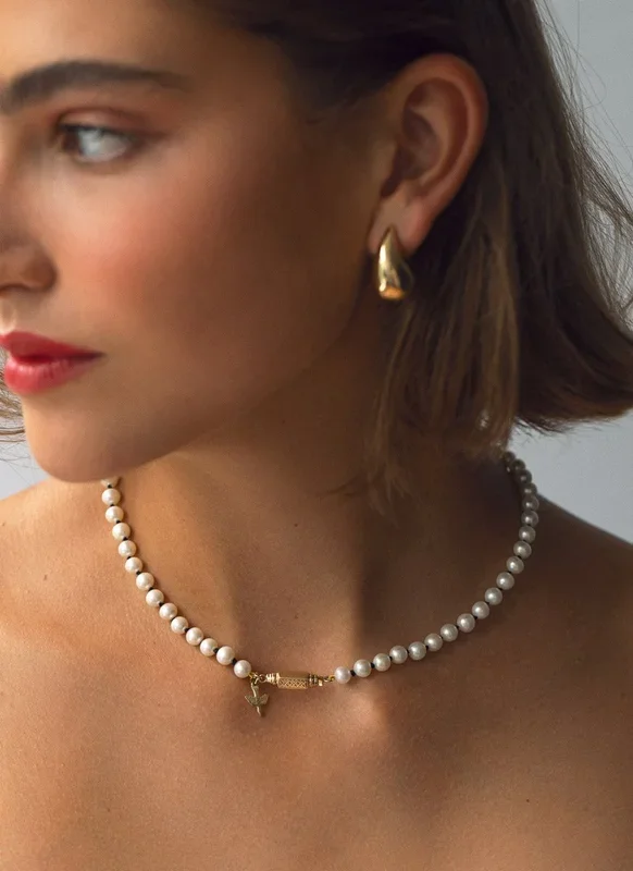 Ishtar pearl necklace 14k gold