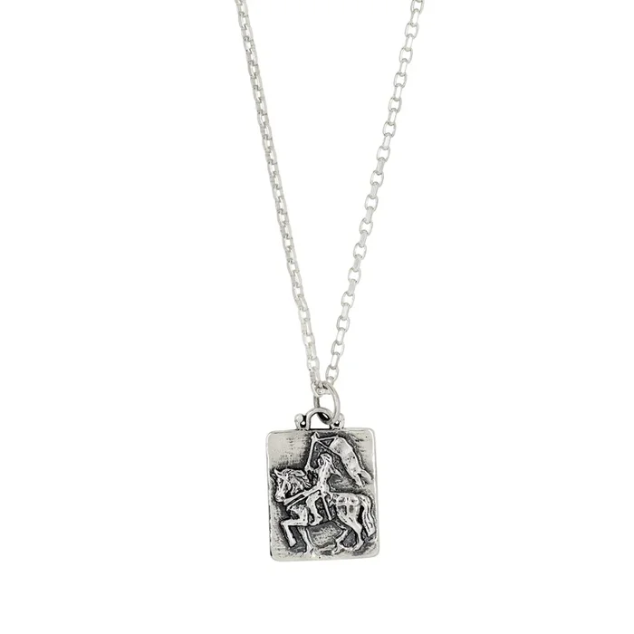 Joan of Arc Tablet Musing Necklace in Silver