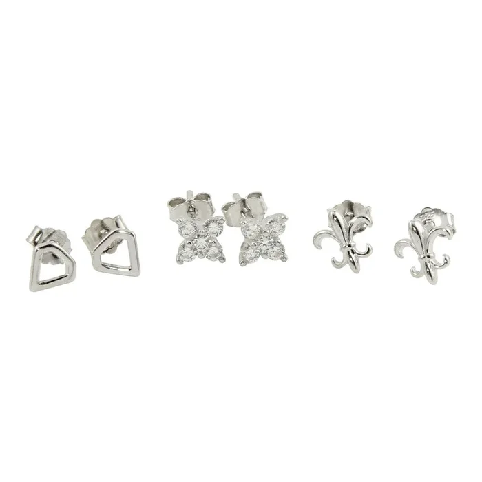 Juego de pendientes de plata de ley 925 rodiada – STE01131