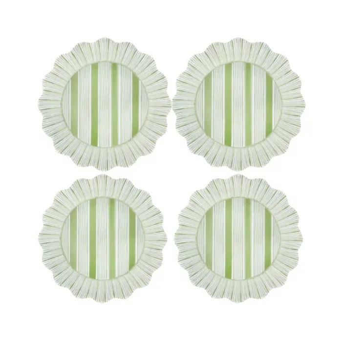 Juliska Cabana Stripe Melamine Dinner Plate Set of 4- Seagrass