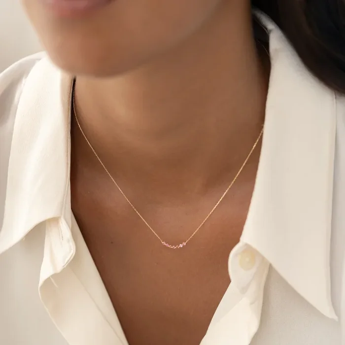 July Birthstone Necklace 14k Gold – Ombre Pink Tourmaline