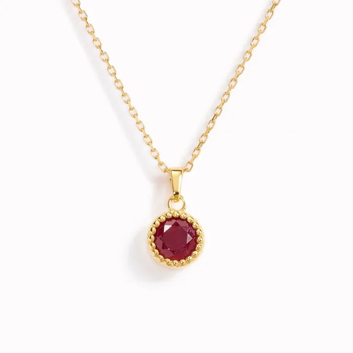 July Birthstone Necklace – Opaque Ruby
