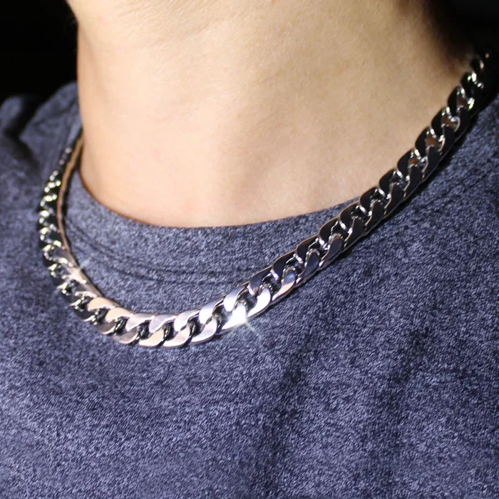Karopel 16″/18″/20″/22″/24″ Cuban Chain Necklace Hip Hop Men Women Choker Link Curb Chain Gift Jewelry Length Customized