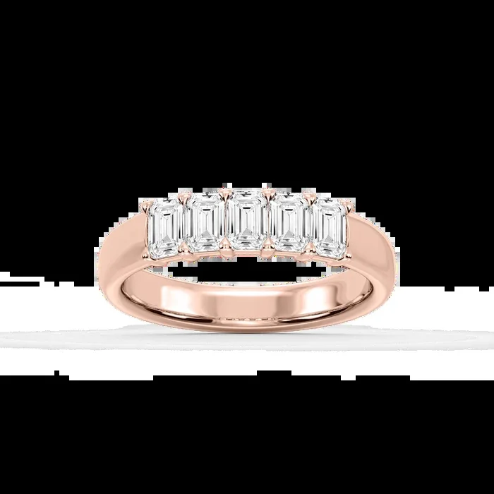 Kate Emerald Lab Grown Diamond 5-Stone V-Prong Anniversary Band