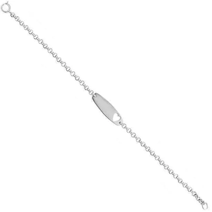 Kiddie Kraft Sterling Silver 6.25-inch Heart ID Bracelet