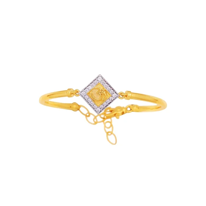 Kids Om Bangle Bracelet With CZ in 22K Gold