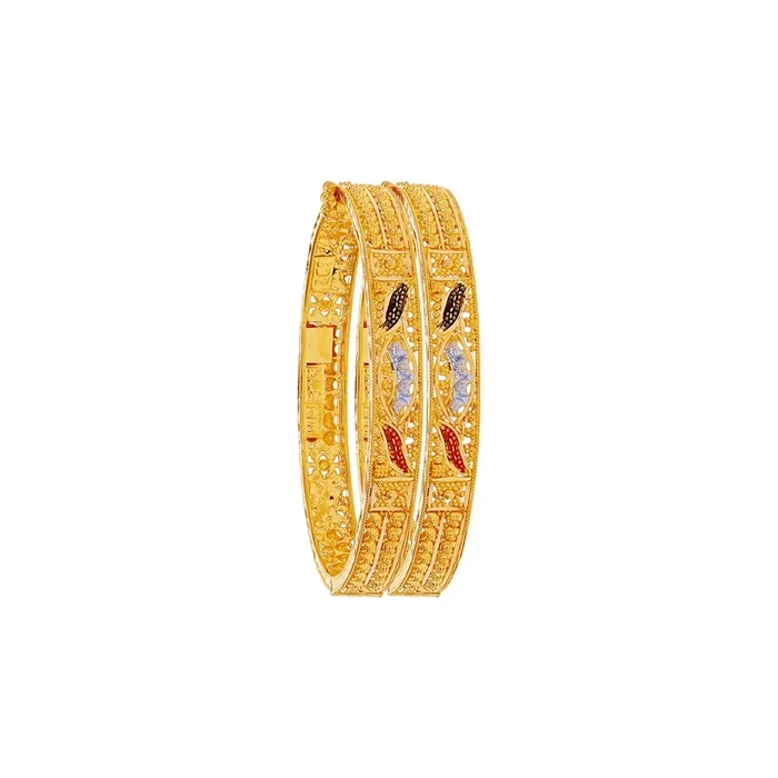 Kids Three-tone 2pcs Bangle in 22K Gold