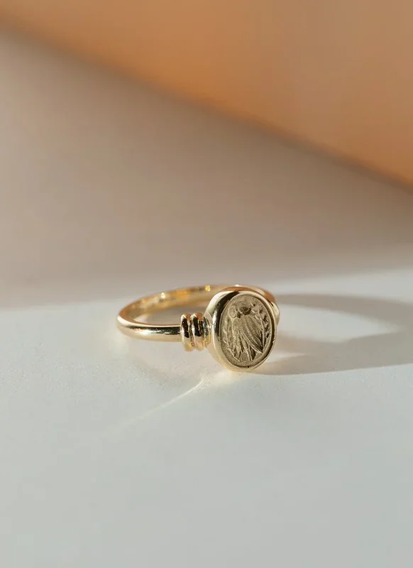 Kitt signet ring 14k goud