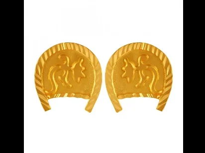 Kulo Shaped 22k Gold Stud Earrings With Floral Detailing