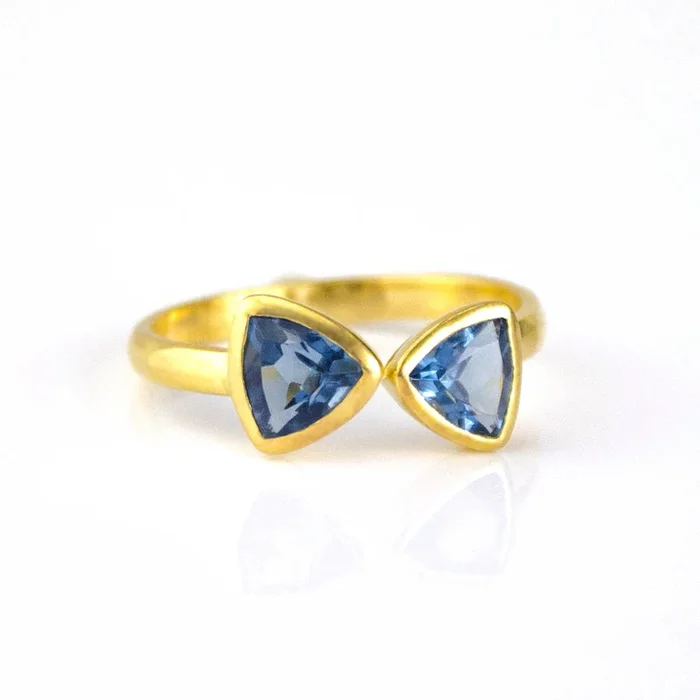 Kyanite Quartz Adjustable Bow Tie Triangle Ring