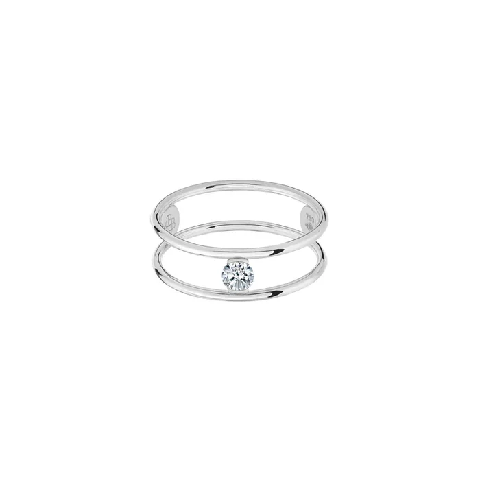 La Brune et La Blonde Hula Hoop ring in white gold and 0.20 carat diamond – Lepage