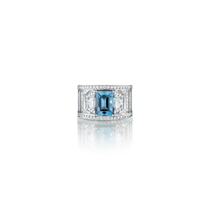 La Santa-Maria ring white gold aquamarine diamonds | LEPAGE