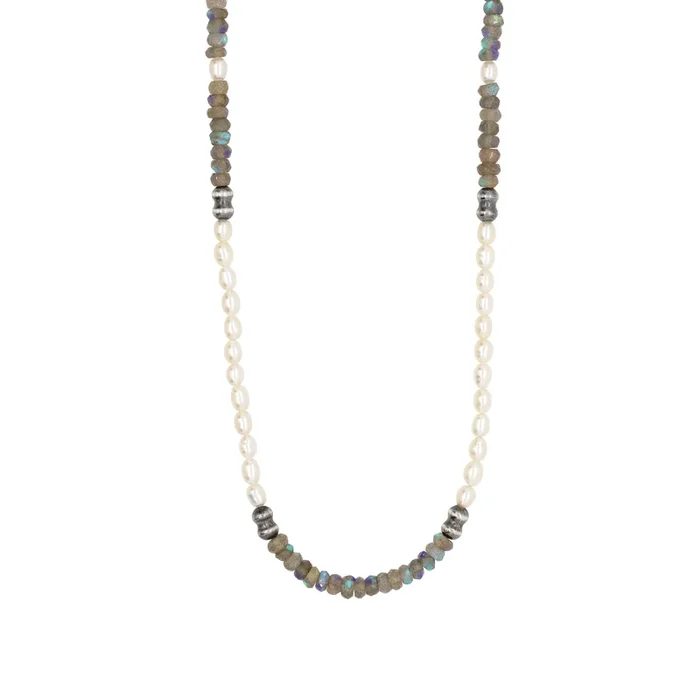 Labradorite & Pearl Strand Necklace