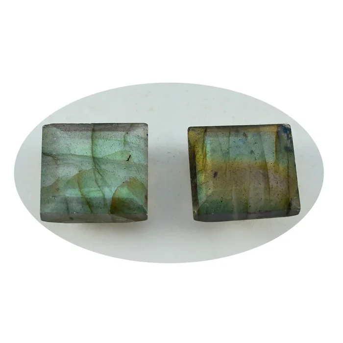 Labradorite 1PC Chunky 15×15 MM Square Faceted Gray Superior Semi Precious Loose Gemstone