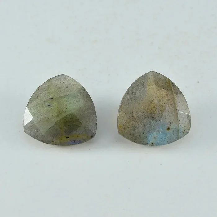 Labradorite 1PC Chunky 15×15 MM Triangle Faceted Gray Superior Semi Precious Loose Gemstone