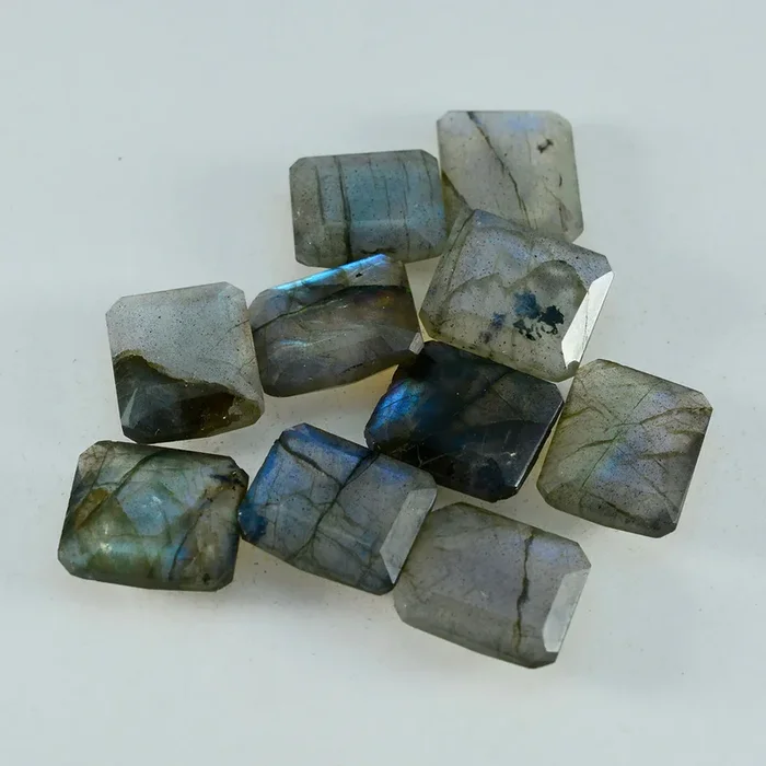 Labradorite 1PC Chunky 15×20 MM Emerald Faceted Gray Genuine Semi Precious Loose Gemstones