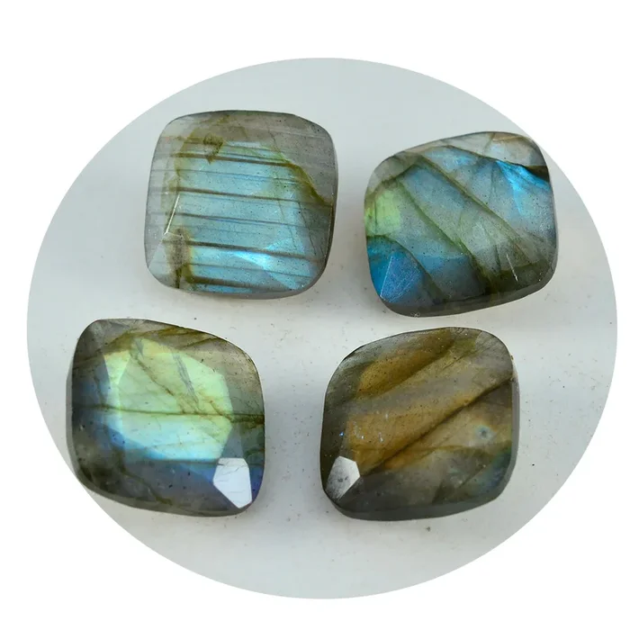 Labradorite 1PC Large 10×10 MM Cushion Faceted Gray Shine Semi Precious Loose Gems