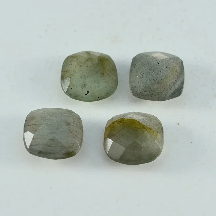 Labradorite 1PC Large 12×12 MM Cushion Faceted Gray High-Quality Semi Precious Loose Gemstones