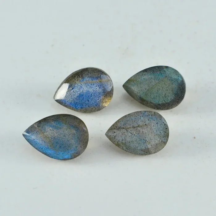 Labradorite 1PC Large 8×12 MM Pear Faceted Gray Natural Semi Precious Gems