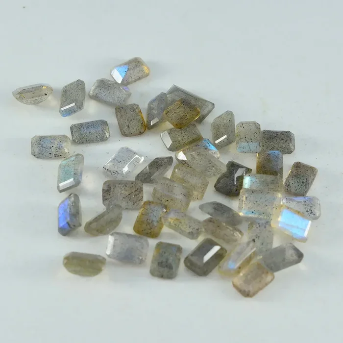 Labradorite 1PC Large 9×11 MM Emerald Faceted Gray Luster Semi Precious Loose Gems