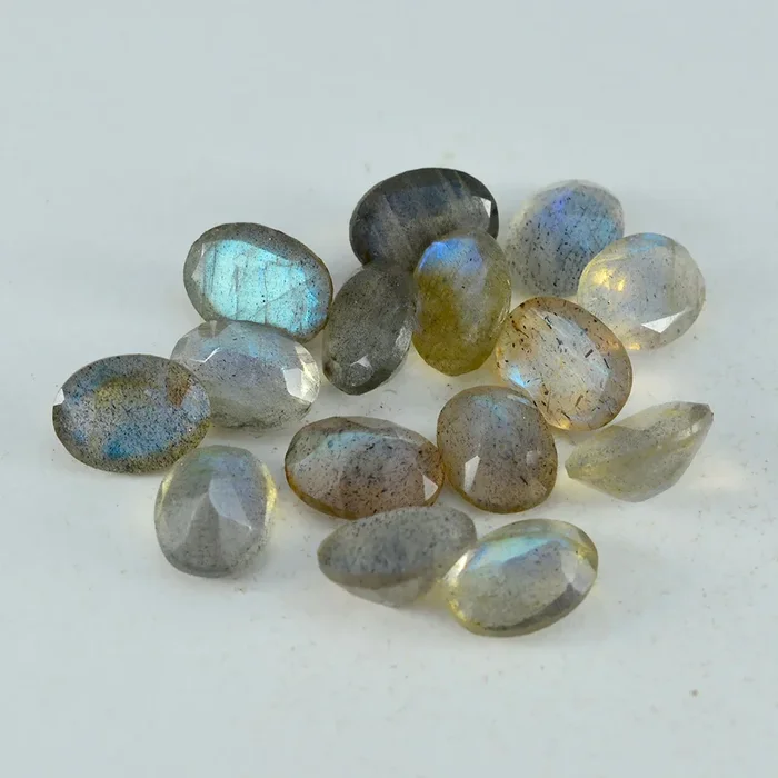 Labradorite 1PC Medium 8×10 MM Oval Faceted Gray Superior Semi Precious Gems