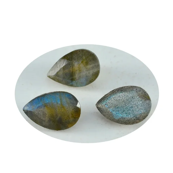 Labradorite 1PC Medium 8×10 MM Pear Faceted Gray Fine Semi Precious Loose Gemstone