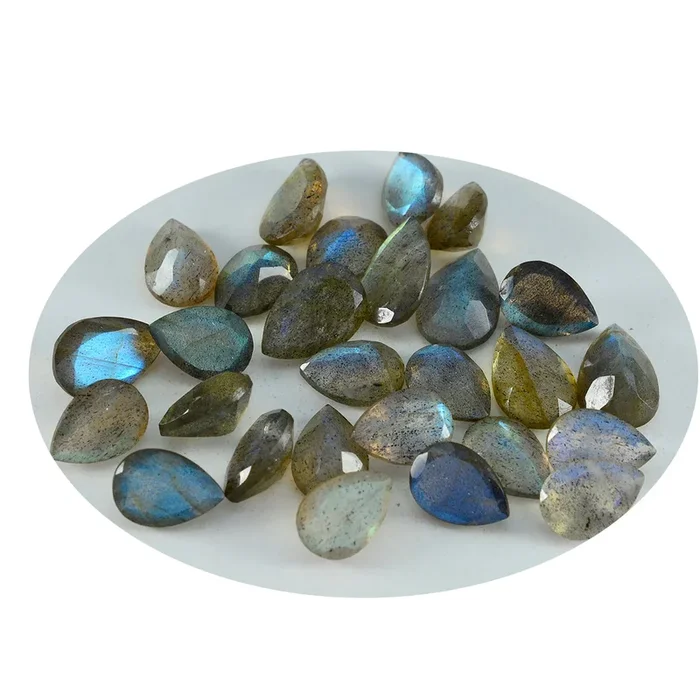 Labradorite 1PC Tiny 4×6 MM Pear Faceted Gray Sparkling Semi Precious Gems