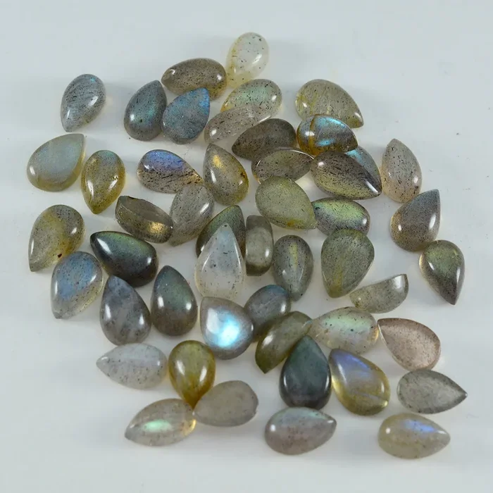 Labradorite 1PC Tiny 5×7 MM Pear Cabochon Gray Luster semi Precious Precious Gemstone
