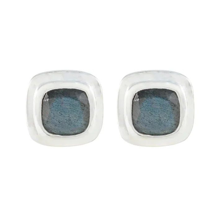 Labradorite Egyptian Aaliyah Solitaire Stud Gray 92.5 Silver Earring