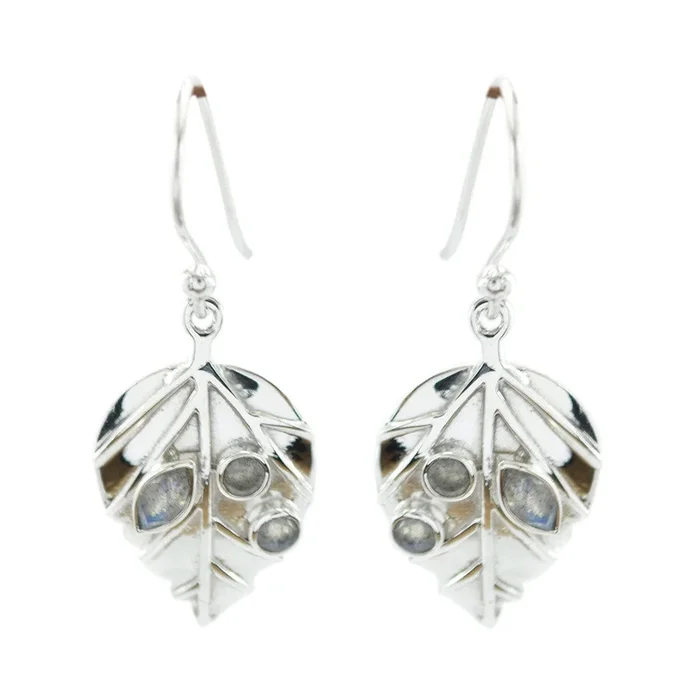 Labradorite Italian Bruna multiple Dangle Gray Silver Earring