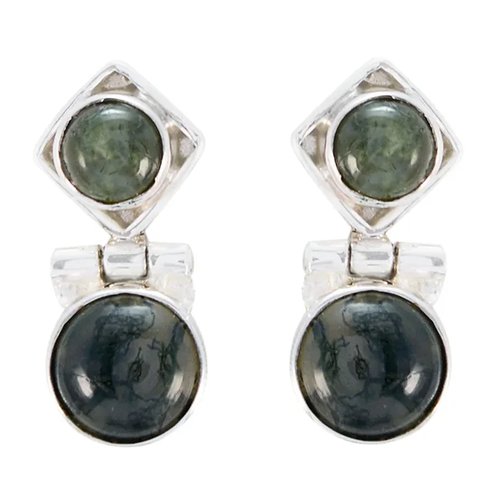 Labradorite Korean Nari multiple Stud Gray 92.5 Silver Earring