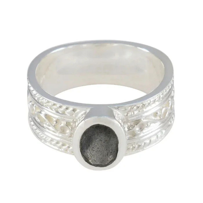 Labradorite Solitaire African Silver Gray Gems Eye-catching Twist Band Jewelry