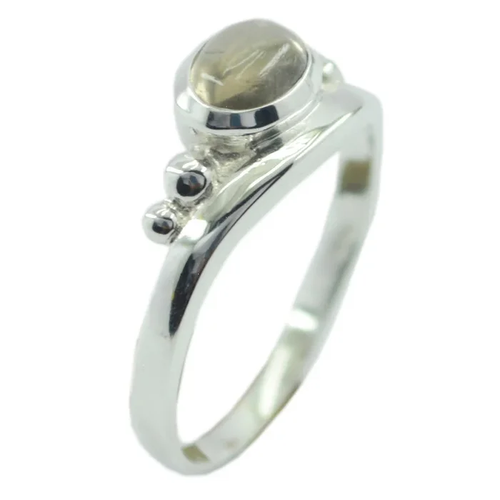 Labradorite Solitaire Japanese 92.5 Silver Gray Gemstones Delicate Romantic Ring Jewellery