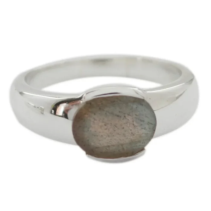 Labradorite Solitaire Moroccan 92.5 Silver Gray Gemstone Mid-weight Feminine Ring Jewelry