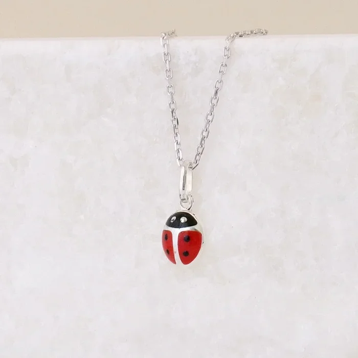 Ladybug enameled charm sterling silver
