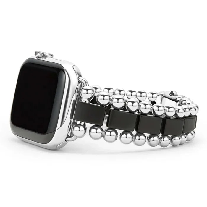 Lagos Smart Caviar Matte Black Ceramic and Stainless Steel Watch Bracelet, 38-45mm