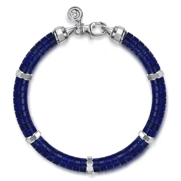 Lapis Cylinder Beaded Bracelet
