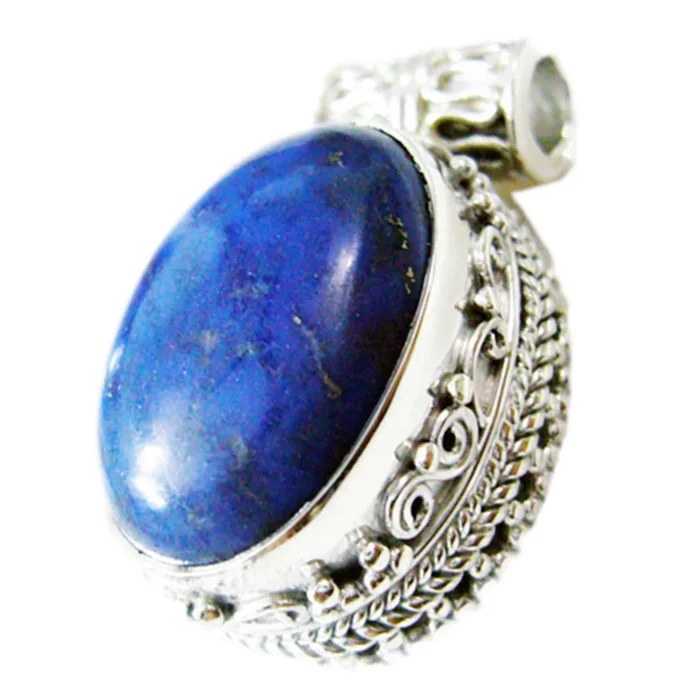 Lapis Lazuli Edgy Russian 92.5 Silver Solitaire Zoey Rope-Wire Blue Pendant Jewellery