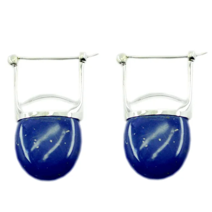 Lapis Lazuli French Penelope Solitaire Stud Blue 925 Sterling Silver Earring