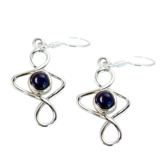 Lapis Lazuli Italian Joaquina Solitaire Dangle Blue Sterling Silver Earring